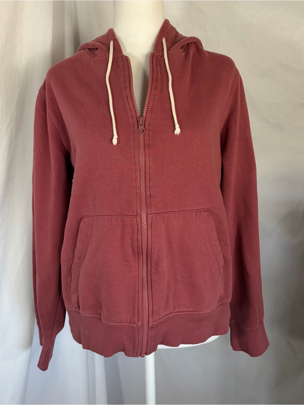Pact Women's Zip Up Hooded Sweatshirt 100% Organic Cotton Rose Pink Size Large
